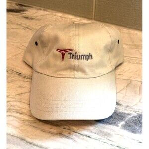 Beige Triumph Motorcycle Cap Hat Buckle Back Adjustable Back Port & Company